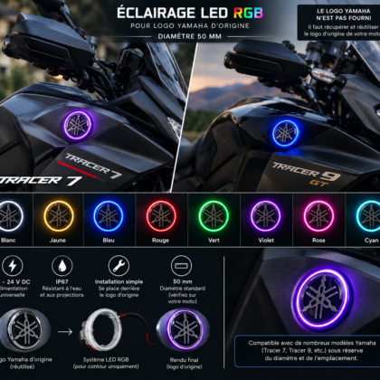 Logo LED RGB Yamaha Moto/Scooter 50 mm